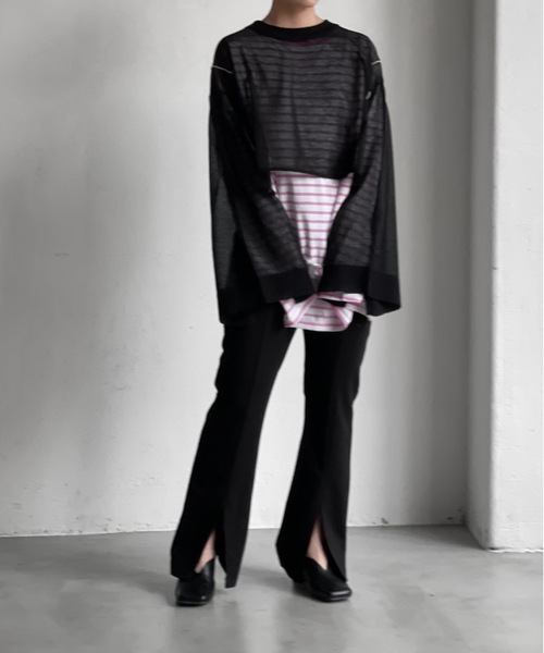 Solace（ソレイス）の「シアーライン微ラメニットトップス（ニット/セーター・レディース・ブラック/ベージュ/オフホワイト・FREE）」の15枚目の写真