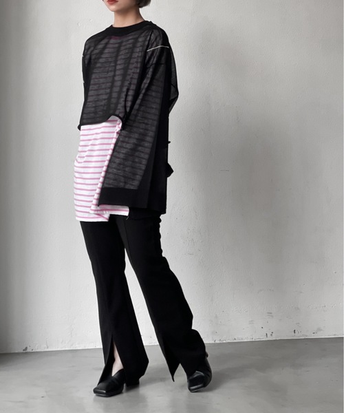 Solace（ソレイス）の「シアーライン微ラメニットトップス（ニット/セーター・レディース・ブラック/ベージュ/オフホワイト・FREE）」の16枚目の写真