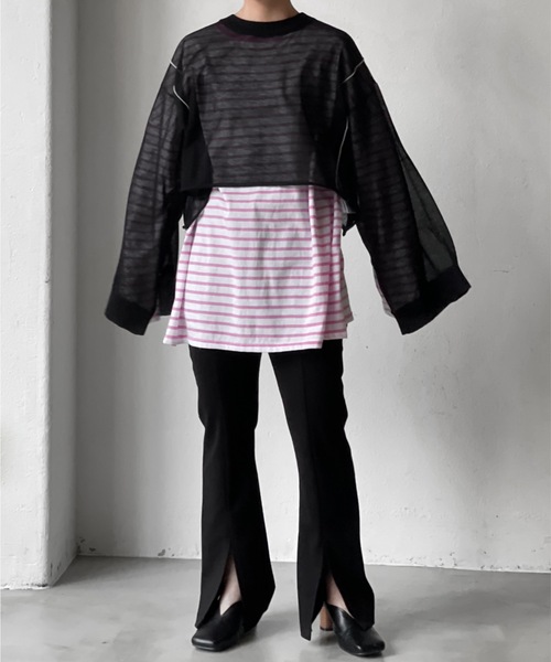 Solace（ソレイス）の「シアーライン微ラメニットトップス（ニット/セーター・レディース・ブラック/ベージュ/オフホワイト・FREE）」の17枚目の写真