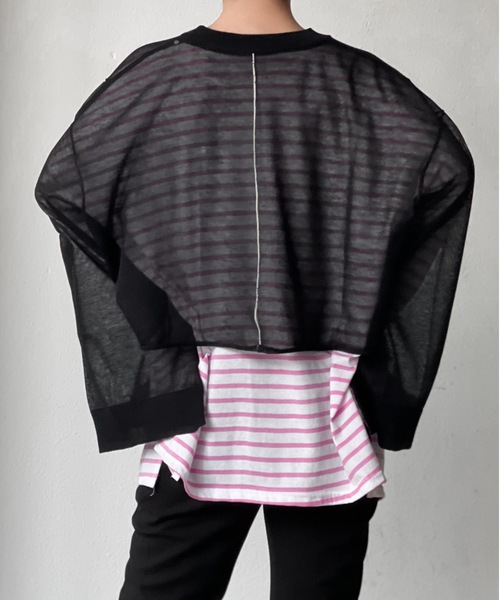 Solace（ソレイス）の「シアーライン微ラメニットトップス（ニット/セーター・レディース・ブラック/ベージュ/オフホワイト・FREE）」の8枚目の写真