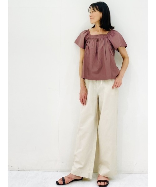 GAP（ギャップ）の「FREE&FLOW リネンハイライズワイドストレートパンツ（その他パンツ・レディース・ブラック/その他/グリーン・L/XXS/M/XS/S）」の13枚目の写真