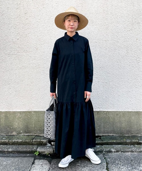 feepur（フェピュール）の「ティアードマキシシャツワンピース（シャツワンピース・レディース・ホワイト/ブラック/ベージュ/サックスブルー・MEDIUM）」の12枚目の写真