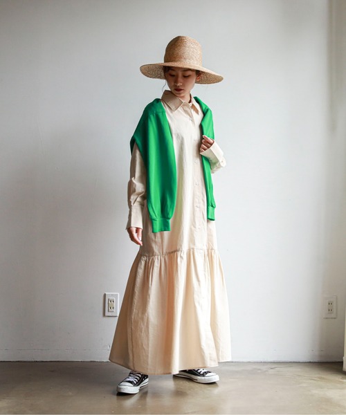 feepur（フェピュール）の「ティアードマキシシャツワンピース（シャツワンピース・レディース・ホワイト/ブラック/ベージュ/サックスブルー・MEDIUM）」の16枚目の写真