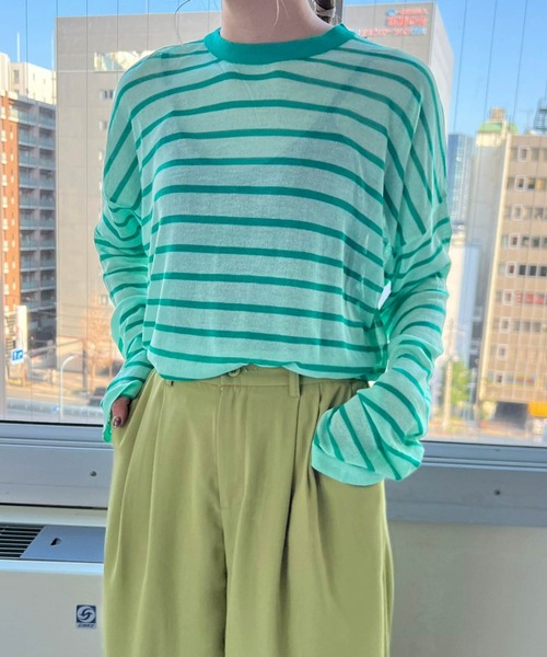 lala Born(ララボーン)の「シアーボーダートップス(Tシャツ/カットソー・レディース・ブラック/ピンク/ブルー/グリーン・FREE)」の18枚目の写真