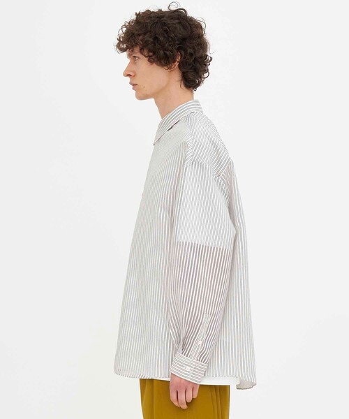 city（シティ）の「SHEER STRIPE SHIRTS（シャツ/ブラウス・メンズ・ホワイト/ブラック・1/2/3）」の3枚目の写真