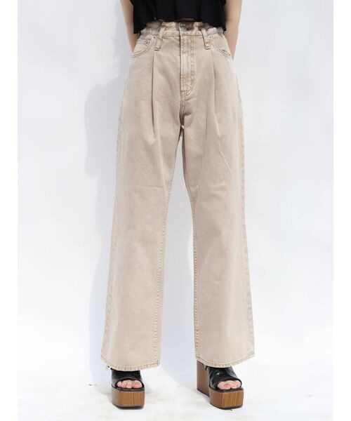 EVRIS（エヴリス）の「タックワイドデニムパンツ（デニムパンツ・レディース・ライトブルー/ブラック/ベージュ・MEDIUM/SMALL）」の22枚目の写真