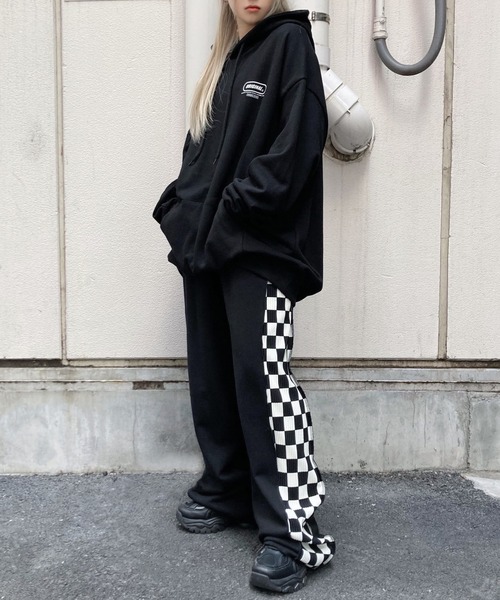 Figments(フィグメンツ)の「チェッカーサイドラインパンツ(その他パンツ・レディース・ブラック・FREE)」の2枚目の写真