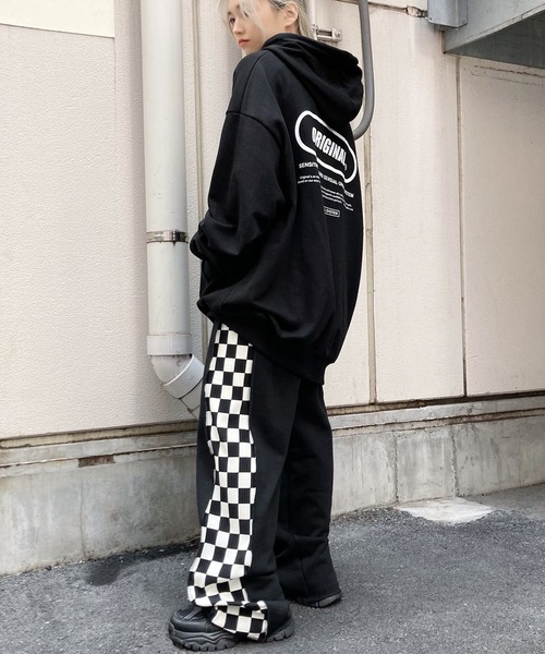 Figments(フィグメンツ)の「チェッカーサイドラインパンツ(その他パンツ・レディース・ブラック・FREE)」の3枚目の写真