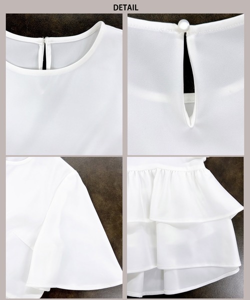 WHITE JOOLA(ホワイトジョーラ)の「【洗濯機で洗える!・WEB限定】フレアー半袖ティアードブラウス&センタープレス入りテーパードパンツ2点セットアップ(スーツセット・レディース・ベージュ/オフホワイト/ブラック・LL/SS/S/M/L)」の22枚目の写真