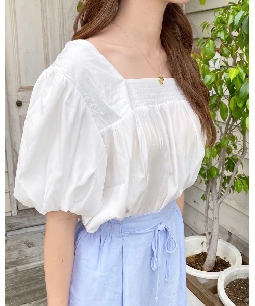 mood for a day（ムードフォーアデイ）の「sleeve balloon square neck blouse /バルーンスクエアネックブラウス（シャツ/ブラウス・レディース・アイボリー・FREE）」の7枚目の写真