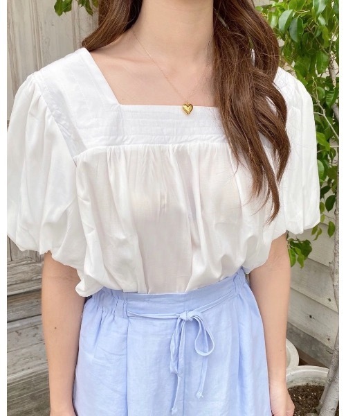 mood for a day（ムードフォーアデイ）の「sleeve balloon square neck blouse /バルーンスクエアネックブラウス（シャツ/ブラウス・レディース・アイボリー・FREE）」の5枚目の写真