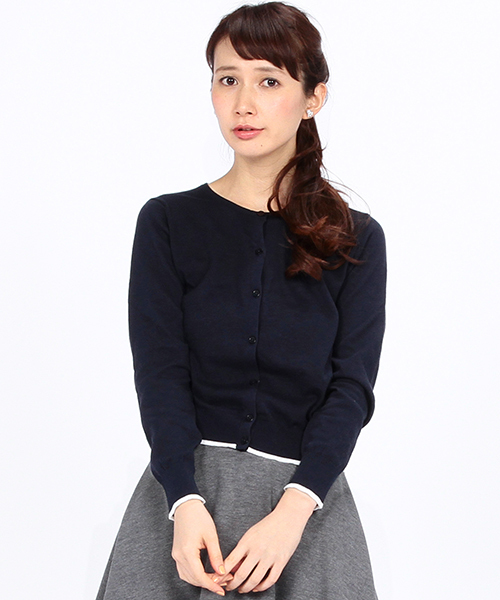 BEAMS LIGHTS Women's（ビームスライツ ウィメンズ）の「◎BEAMS LIGHTS / ウォッシャブル配色カーディガン（カーディガン/ボレロ・レディース・オフホワイト/イエロー/ネイビー・FREE）」の2枚目の写真