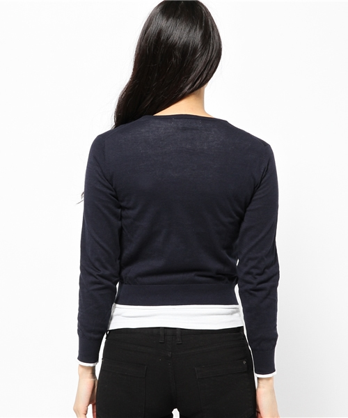 BEAMS LIGHTS Women's（ビームスライツ ウィメンズ）の「◎BEAMS LIGHTS / ウォッシャブル配色カーディガン（カーディガン/ボレロ・レディース・オフホワイト/イエロー/ネイビー・FREE）」の6枚目の写真