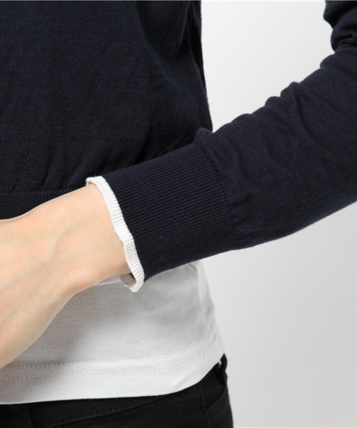 BEAMS LIGHTS Women's（ビームスライツ ウィメンズ）の「◎BEAMS LIGHTS / ウォッシャブル配色カーディガン（カーディガン/ボレロ・レディース・オフホワイト/イエロー/ネイビー・FREE）」の7枚目の写真