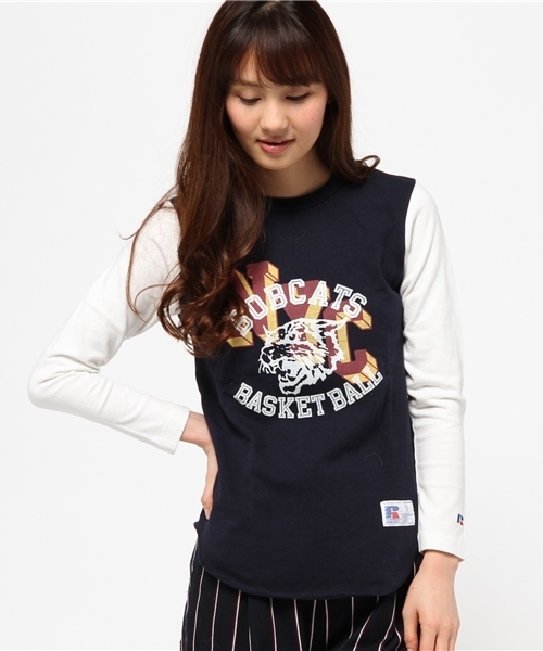 OUTLET(アウトレット)の「【Ciaopanic】RUSSELL別注ベースボールTEE(NYC)(Tシャツ/カットソー・レディース・ホワイト/ネイビー・FREE)」の1枚目の写真
