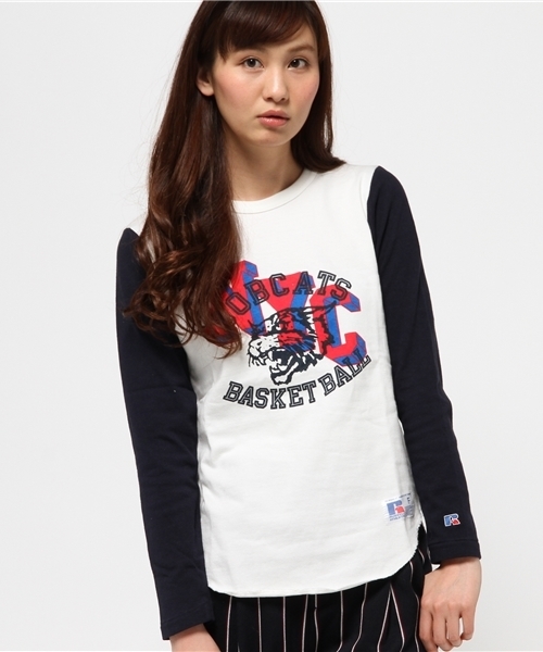 OUTLET(アウトレット)の「【Ciaopanic】RUSSELL別注ベースボールTEE(NYC)(Tシャツ/カットソー・レディース・ホワイト/ネイビー・FREE)」の2枚目の写真