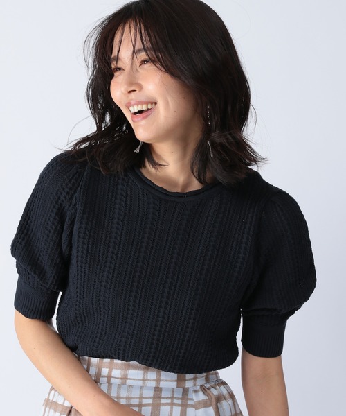 BARNYARDSTORM(バンヤードストーム)の「BARNYARDSTORM / コンパクト透かし編みニット(ニット/セーター・レディース・ホワイト/ネイビー/ピンク・1/0)」の14枚目の写真