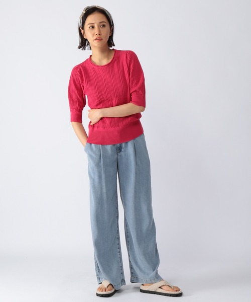 BARNYARDSTORM(バンヤードストーム)の「BARNYARDSTORM / コンパクト透かし編みニット(ニット/セーター・レディース・ホワイト/ネイビー/ピンク・1/0)」の21枚目の写真