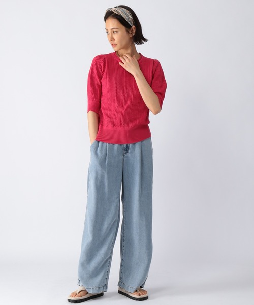 BARNYARDSTORM(バンヤードストーム)の「BARNYARDSTORM / コンパクト透かし編みニット(ニット/セーター・レディース・ホワイト/ネイビー/ピンク・1/0)」の12枚目の写真