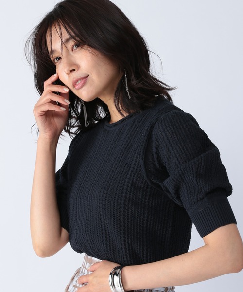 BARNYARDSTORM(バンヤードストーム)の「BARNYARDSTORM / コンパクト透かし編みニット(ニット/セーター・レディース・ホワイト/ネイビー/ピンク・1/0)」の20枚目の写真