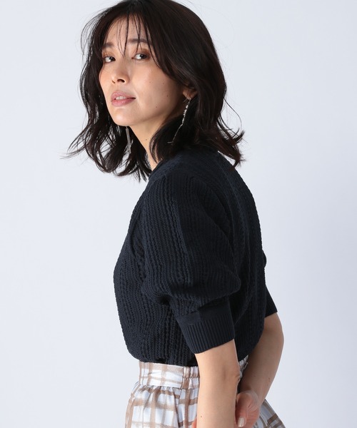 BARNYARDSTORM(バンヤードストーム)の「BARNYARDSTORM / コンパクト透かし編みニット(ニット/セーター・レディース・ホワイト/ネイビー/ピンク・1/0)」の11枚目の写真