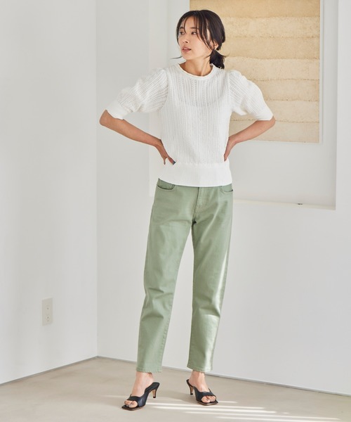 BARNYARDSTORM(バンヤードストーム)の「BARNYARDSTORM / コンパクト透かし編みニット(ニット/セーター・レディース・ホワイト/ネイビー/ピンク・1/0)」の4枚目の写真