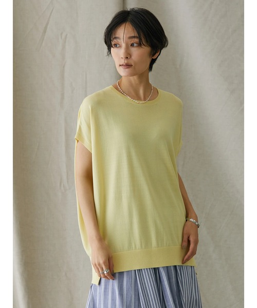 AMERICAN HOLIC（アメリカンホリック）の「強撚ノースリーブニットプルオーバー -ウォッシャブル-（ニット/セーター・レディース・ブルー/ネイビー/アイボリー/ライトイエロー/サックスブルー・L/M）」の8枚目の写真