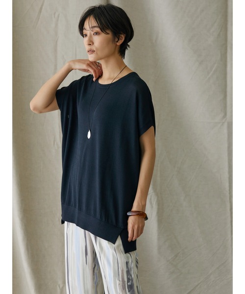 AMERICAN HOLIC（アメリカンホリック）の「強撚ノースリーブニットプルオーバー -ウォッシャブル-（ニット/セーター・レディース・ブルー/ネイビー/アイボリー/ライトイエロー/サックスブルー・L/M）」の11枚目の写真