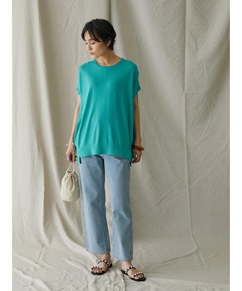 AMERICAN HOLIC（アメリカンホリック）の「強撚ノースリーブニットプルオーバー -ウォッシャブル-（ニット/セーター・レディース・ブルー/ネイビー/アイボリー/ライトイエロー/サックスブルー・L/M）」の14枚目の写真