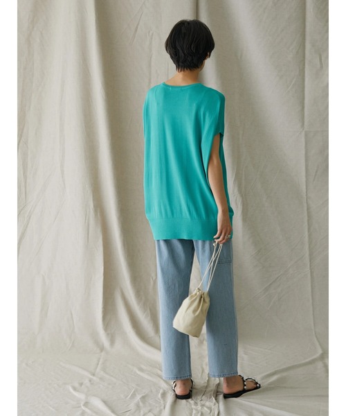 AMERICAN HOLIC（アメリカンホリック）の「強撚ノースリーブニットプルオーバー -ウォッシャブル-（ニット/セーター・レディース・ブルー/ネイビー/アイボリー/ライトイエロー/サックスブルー・L/M）」の18枚目の写真