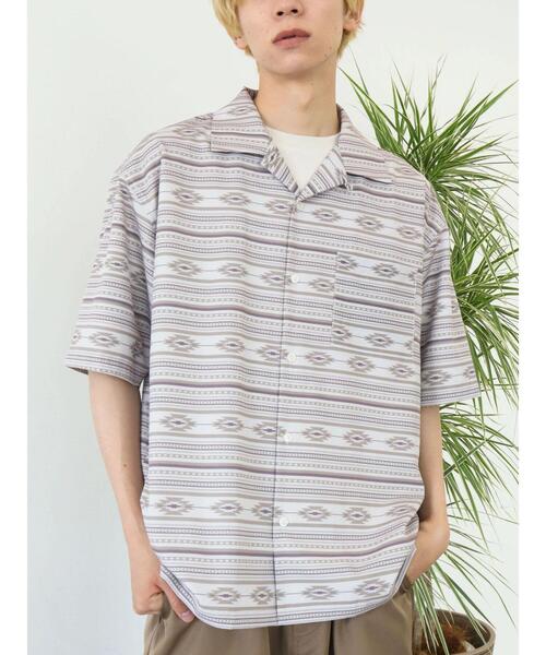 CRAFT STANDARD BOUTIQUE(クラフトスタンダードブティック)の「転写プリントオープンカラーシャツ *(シャツ/ブラウス・メンズ・ベージュ/グレイッシュベージュ/カーキ/ブラック/ブラウン・M/LL/L)」の14枚目の写真
