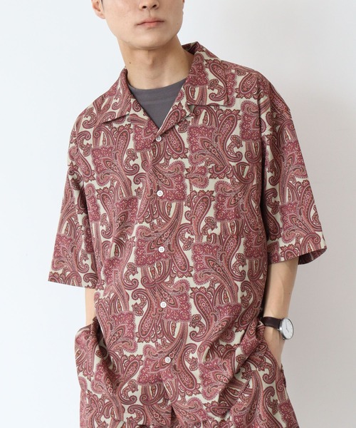 CRAFT STANDARD BOUTIQUE(クラフトスタンダードブティック)の「転写プリントオープンカラーシャツ *(シャツ/ブラウス・メンズ・ベージュ/グレイッシュベージュ/カーキ/ブラック/ブラウン・M/LL/L)」の3枚目の写真