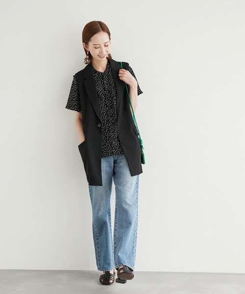 ROPE' PICNIC(ロペピクニック)の「スリーブレスジャケット ジレ(ベスト・レディース・ブラック/ベージュ・38)」の12枚目の写真