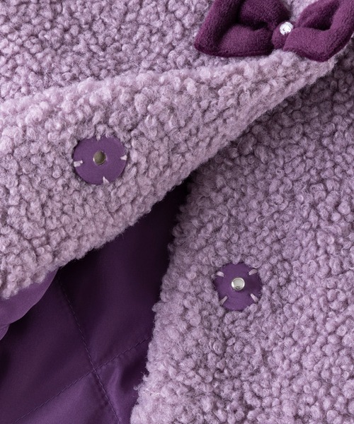 KP（ケーピー）の「ベロアリボンシープボアコート(110～130cm)（ノーカラーコート・キッズ・ベージュ/パープル・120cm/110cm/130cm）」の13枚目の写真