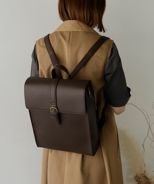 VitaFelice（ヴィータフェリーチェ）の「サッチェルリュックサック（バックパック/リュック・レディース・ブラウン/ダークブラウン/ブラック・FREE）」の12枚目の写真