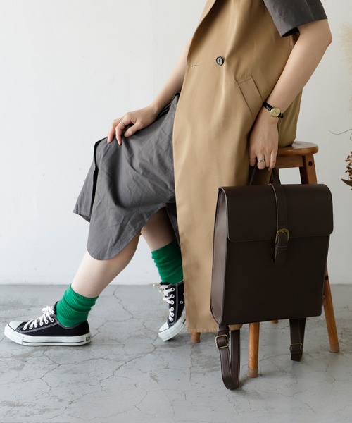 VitaFelice（ヴィータフェリーチェ）の「サッチェルリュックサック（バックパック/リュック・レディース・ブラウン/ダークブラウン/ブラック・FREE）」の17枚目の写真