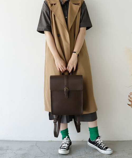 VitaFelice（ヴィータフェリーチェ）の「サッチェルリュックサック（バックパック/リュック・レディース・ブラウン/ダークブラウン/ブラック・FREE）」の10枚目の写真