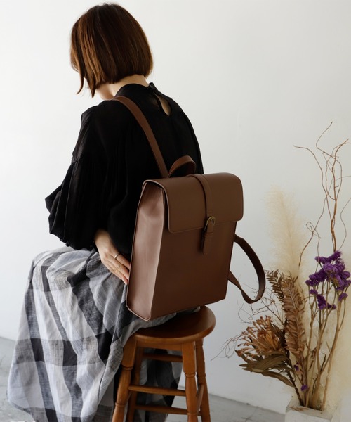 VitaFelice（ヴィータフェリーチェ）の「サッチェルリュックサック（バックパック/リュック・レディース・ブラウン/ダークブラウン/ブラック・FREE）」の8枚目の写真