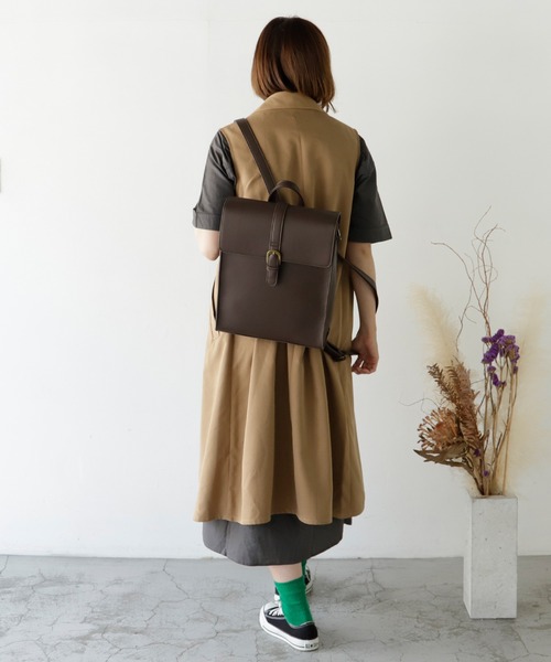 VitaFelice（ヴィータフェリーチェ）の「サッチェルリュックサック（バックパック/リュック・レディース・ブラウン/ダークブラウン/ブラック・FREE）」の19枚目の写真