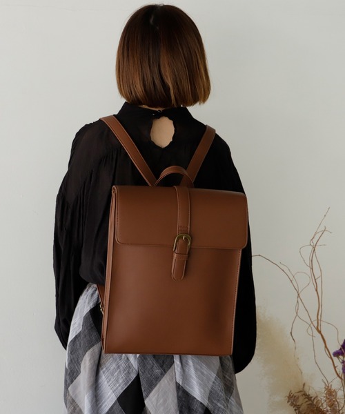 VitaFelice（ヴィータフェリーチェ）の「サッチェルリュックサック（バックパック/リュック・レディース・ブラウン/ダークブラウン/ブラック・FREE）」の20枚目の写真