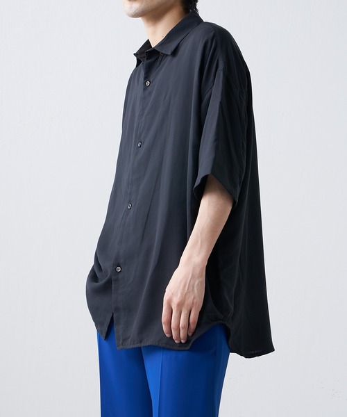 Lui's（ルイス）の「キュプラ混ハイツイスト5分袖無双シャツ（シャツ/ブラウス・メンズ・ブラック/ベージュ/グリーン・FREE）」の10枚目の写真