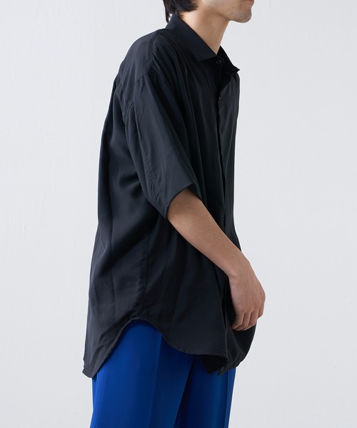 Lui's（ルイス）の「キュプラ混ハイツイスト5分袖無双シャツ（シャツ/ブラウス・メンズ・ブラック/ベージュ/グリーン・FREE）」の9枚目の写真