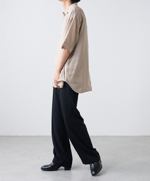 Lui's（ルイス）の「キュプラ混ハイツイスト5分袖無双シャツ（シャツ/ブラウス・メンズ・ブラック/ベージュ/グリーン・FREE）」の20枚目の写真