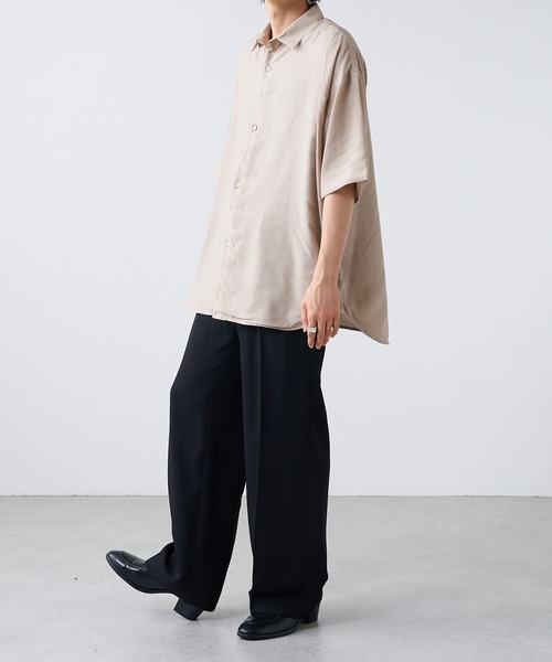 Lui's（ルイス）の「キュプラ混ハイツイスト5分袖無双シャツ（シャツ/ブラウス・メンズ・ブラック/ベージュ/グリーン・FREE）」の19枚目の写真