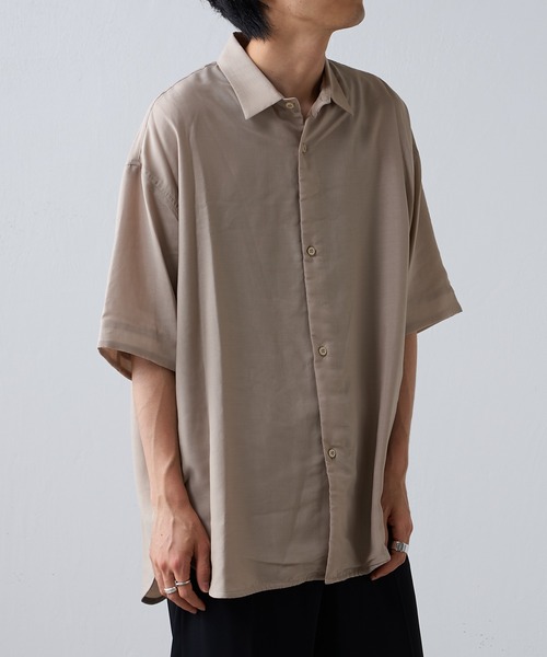 Lui's（ルイス）の「キュプラ混ハイツイスト5分袖無双シャツ（シャツ/ブラウス・メンズ・ブラック/ベージュ/グリーン・FREE）」の15枚目の写真