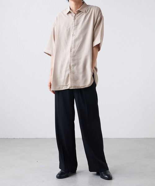 Lui's（ルイス）の「キュプラ混ハイツイスト5分袖無双シャツ（シャツ/ブラウス・メンズ・ブラック/ベージュ/グリーン・FREE）」の18枚目の写真