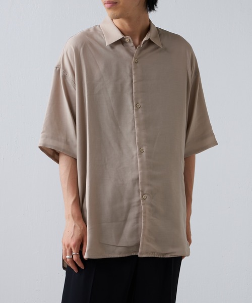 Lui's（ルイス）の「キュプラ混ハイツイスト5分袖無双シャツ（シャツ/ブラウス・メンズ・ブラック/ベージュ/グリーン・FREE）」の16枚目の写真