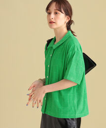 Ray BEAMS | Ray BEAMS / パイル ジャカード ハーフスリーブ シャツ(シャツ/ブラウス)