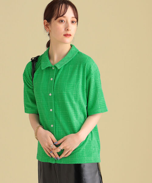 Ray BEAMS（レイビームス）の「Ray BEAMS / パイル ジャカード ハーフスリーブ シャツ（シャツ/ブラウス・レディース・イエロー/ケリー・ONE SIZE）」の8枚目の写真