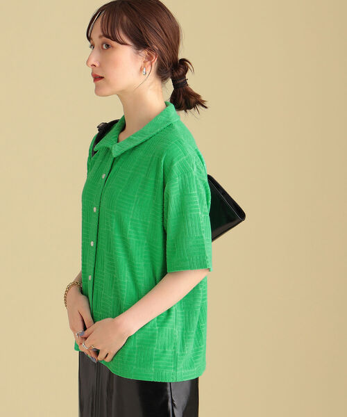 Ray BEAMS（レイビームス）の「Ray BEAMS / パイル ジャカード ハーフスリーブ シャツ（シャツ/ブラウス・レディース・イエロー/ケリー・ONE SIZE）」の9枚目の写真